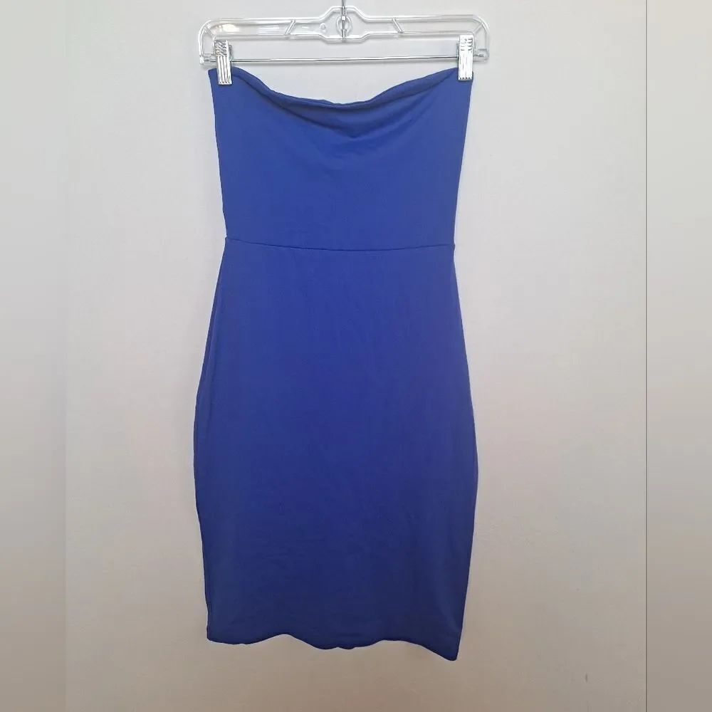 Blue Strapless Cut Out Back Dress Susan Monaco XS